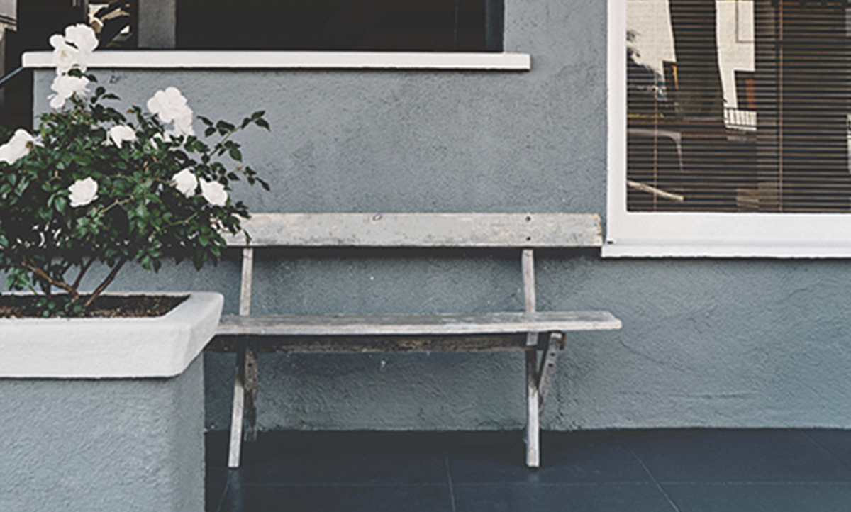 Outdoor Bench with Flowers